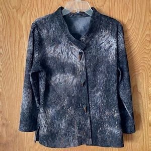 Allie Coosh shacket, crinkle fabric, dark blue gray, size small